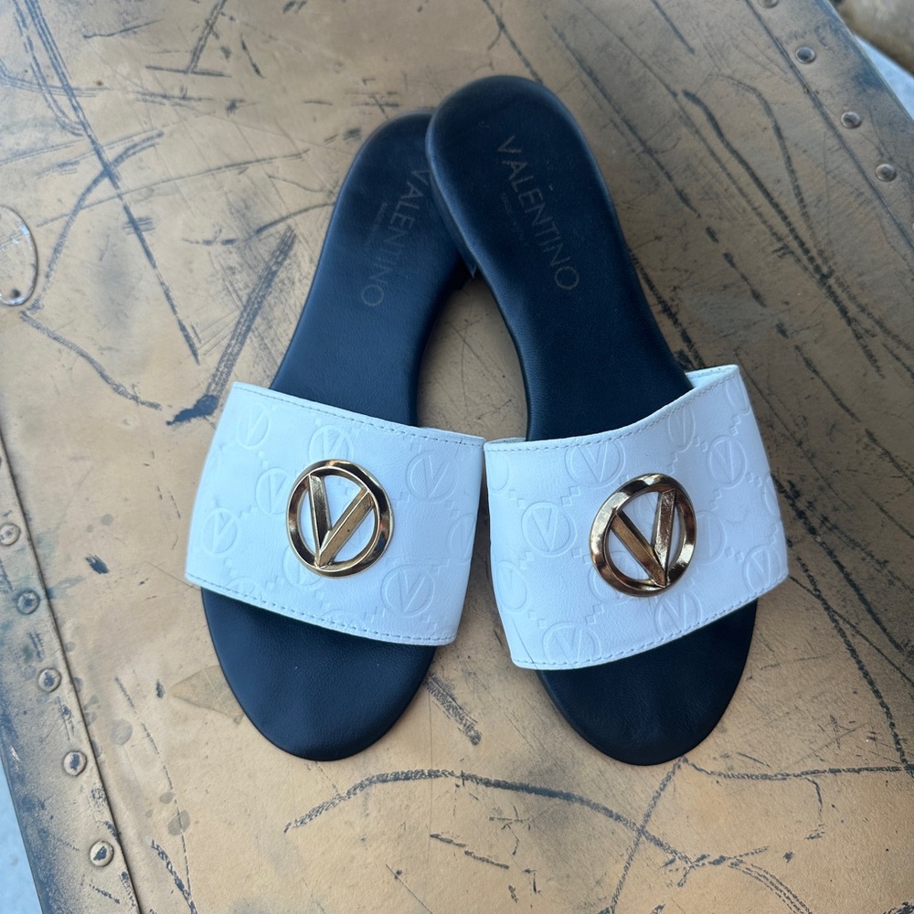 Valentino By Mario Valentino White and Black Sandals